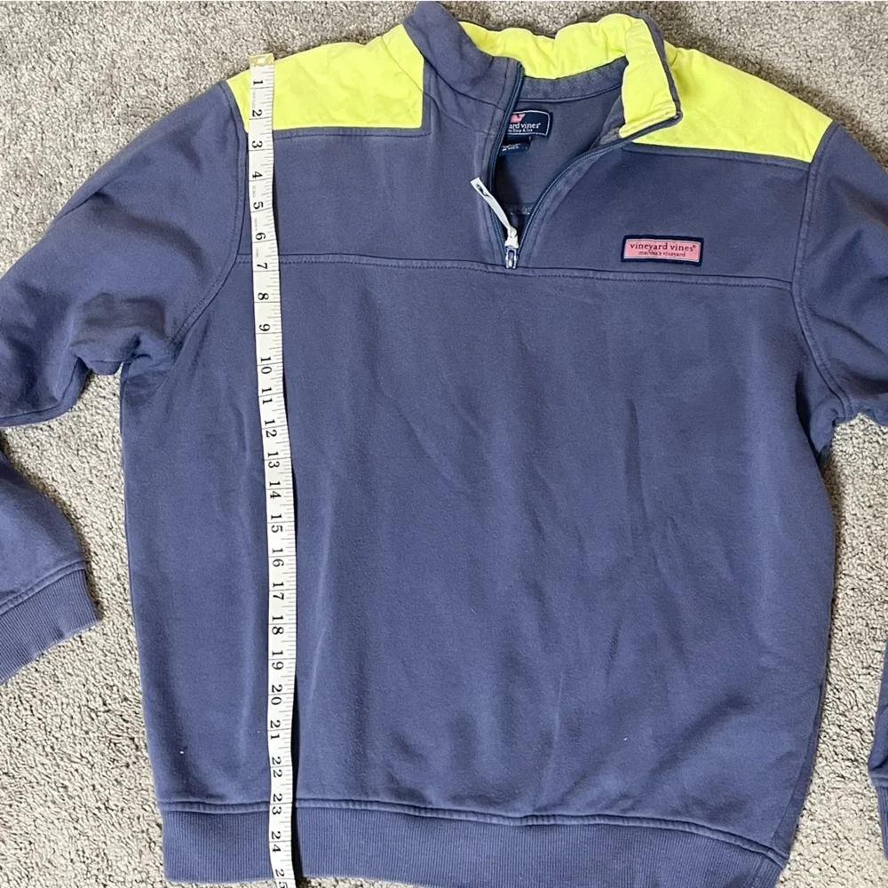 Vineyard‎ Vines Men's Quarter Zip Navy Neon Green Pullover Size Medium